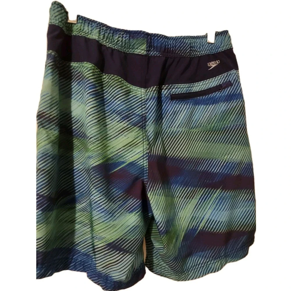 Speedo Swimsuit Large Men Swimwear Bathing Suit Swim Shorts Blue Green Surf Logo